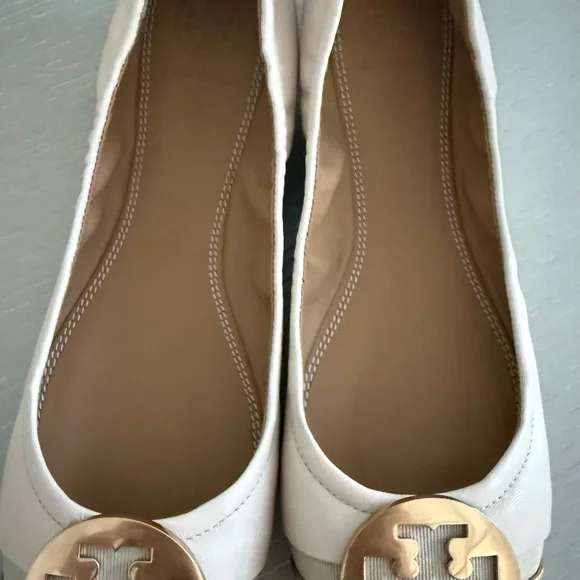 Tory Burch Minnie Cap Toe Ballet Flats - Cream/Gold